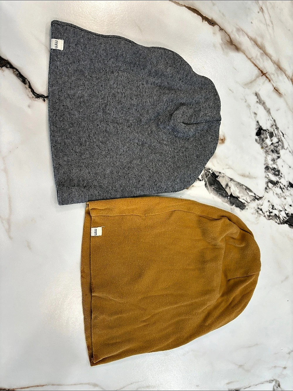 Mini Mioche Kids Organic Cotton Beanie Hats Gray & Mustard O/S